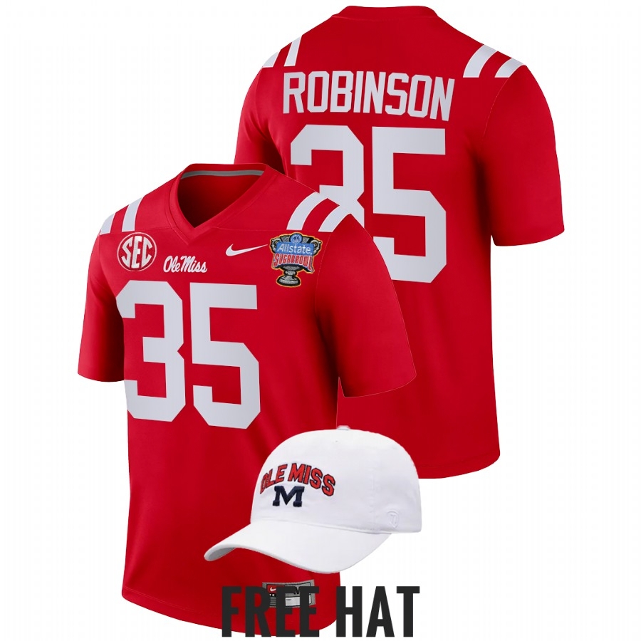 Ole Miss Rebels Men's NCAA Mark Robinson #35 Red Sugar Bowl 2022 Playoff College Football Jersey OSN8349NR